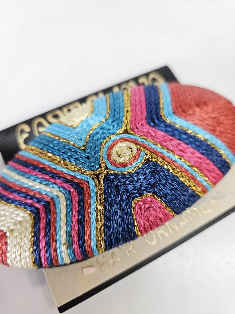 NEW VINTAGE 90s East O' Java Colorful Woven Hair Barrette Clip French Clip